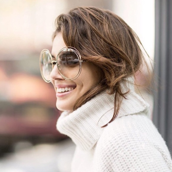 Oversized Double Wire Frame Sunglasses Gold Brown - Picture 2 of 4